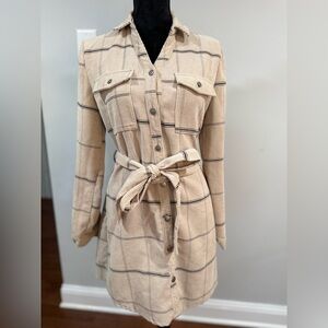 Windsor Beige Striped Shirt Dress with Belt